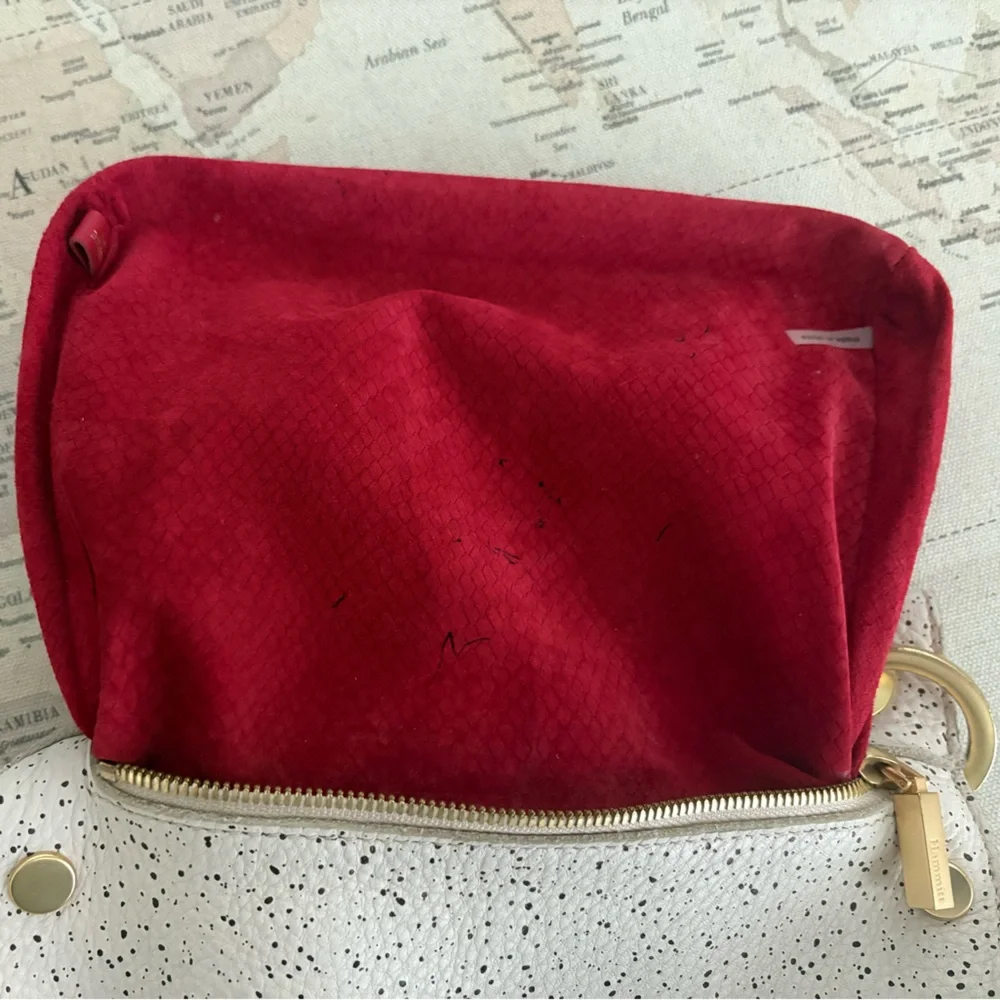 Hammitt Speckled Cream Leather Crossbody with Gold Hardware